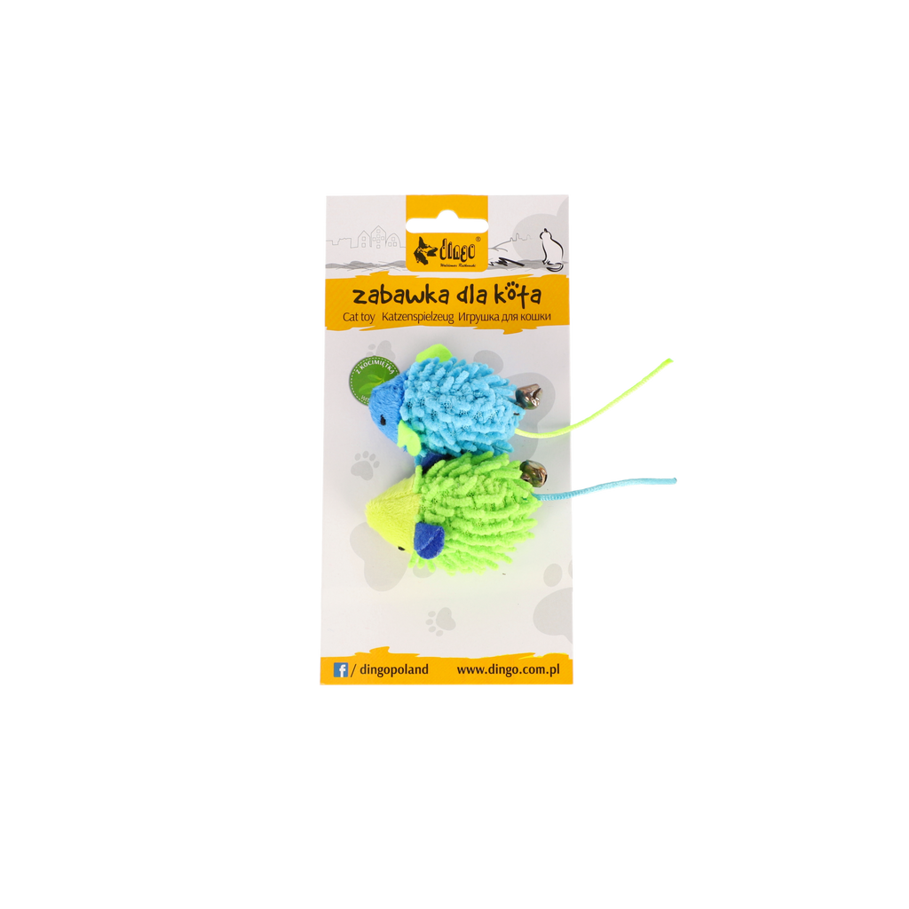 Jucărie pentru pisici șoricei mop 2 bucăți albastru + verde