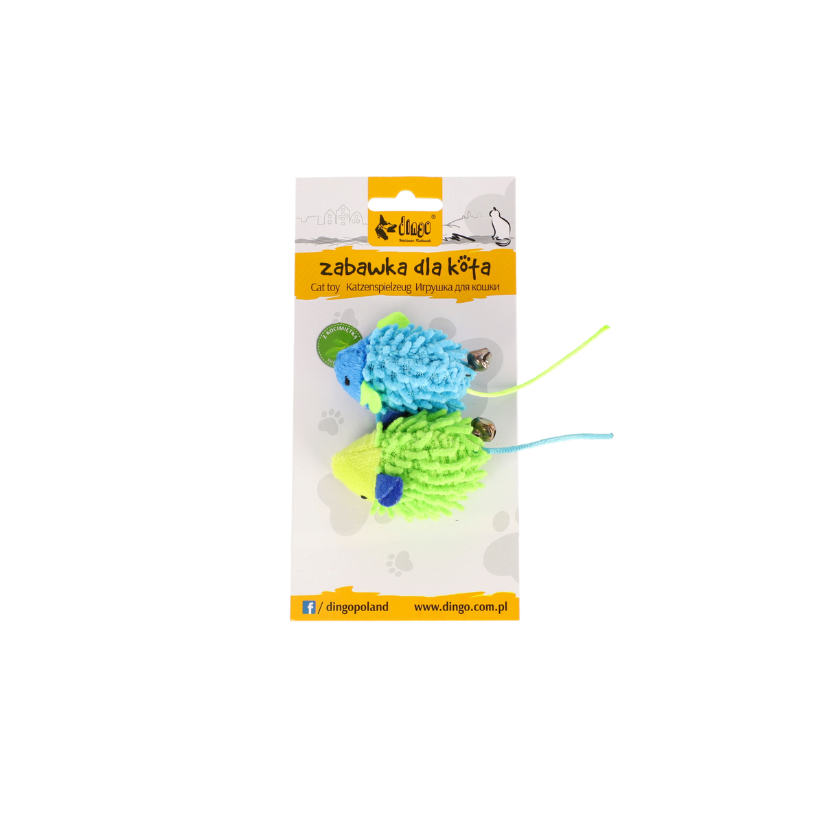 Mop egerek macskajáték, 2 darab, kék + zöld