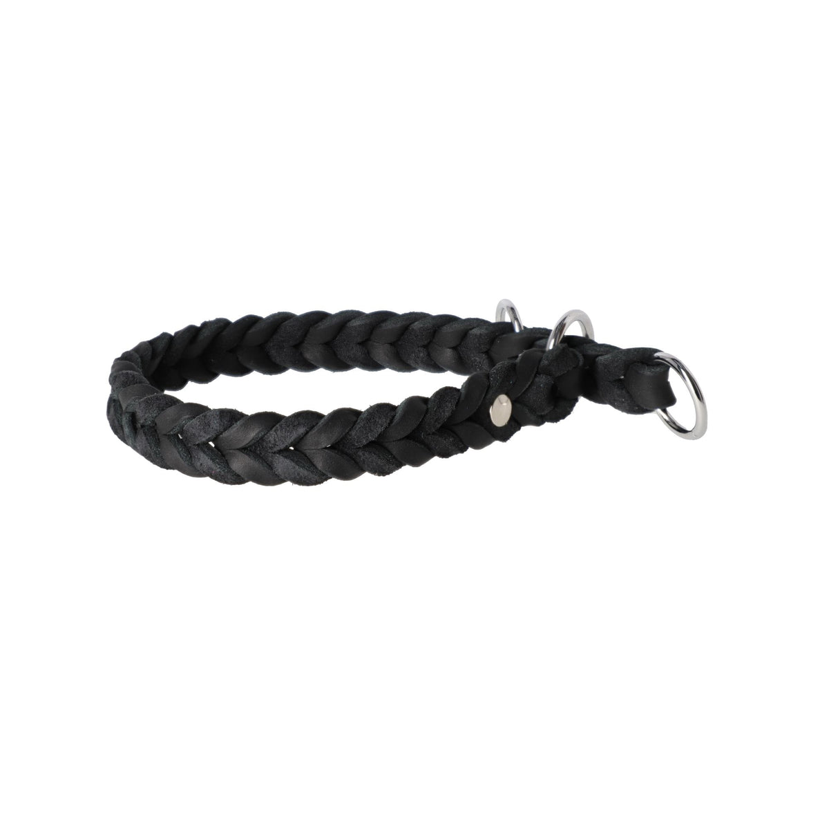 Zgardă premium din piele soft împletită, semi-strangulantă