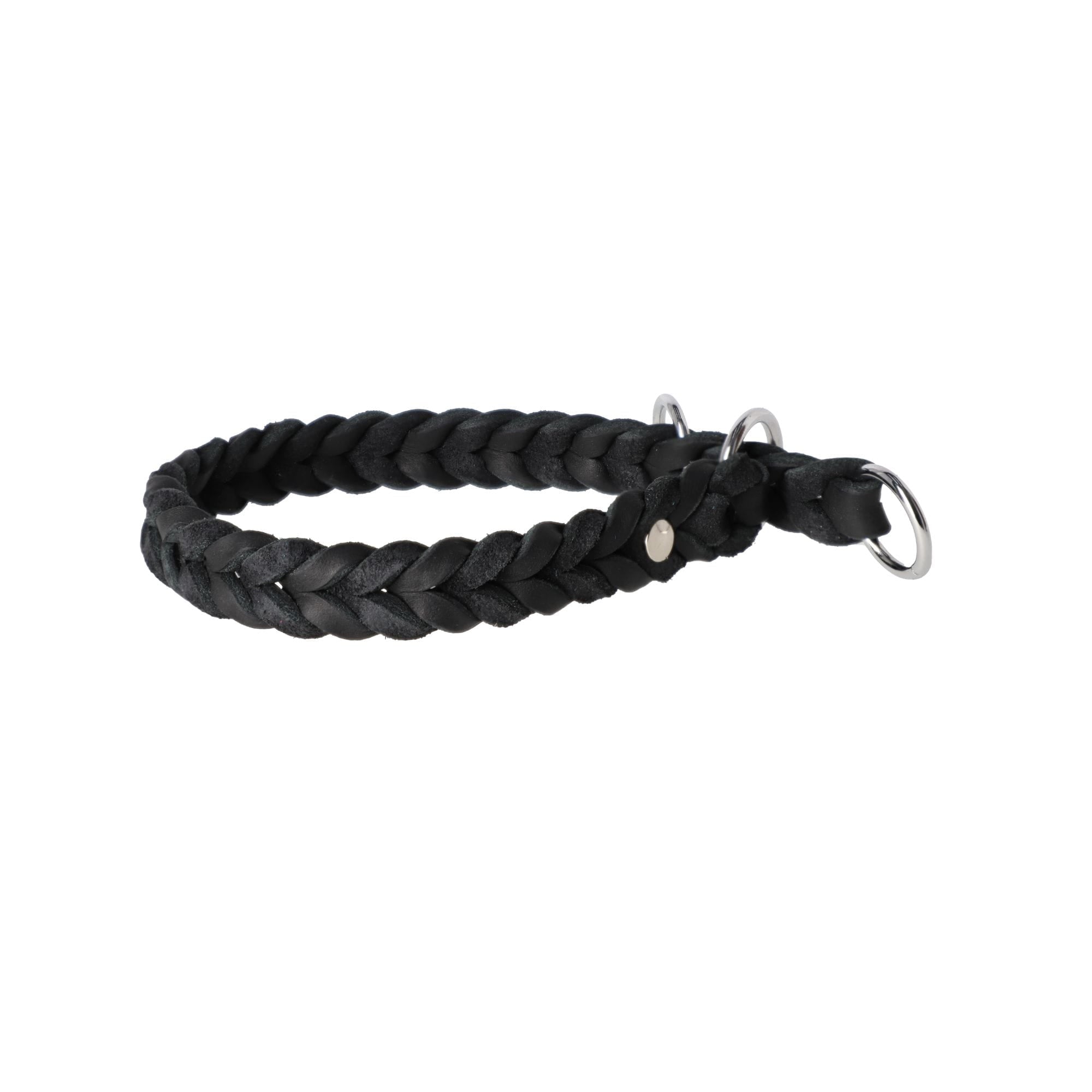 Zgardă premium din piele soft împletită, semi-strangulantă