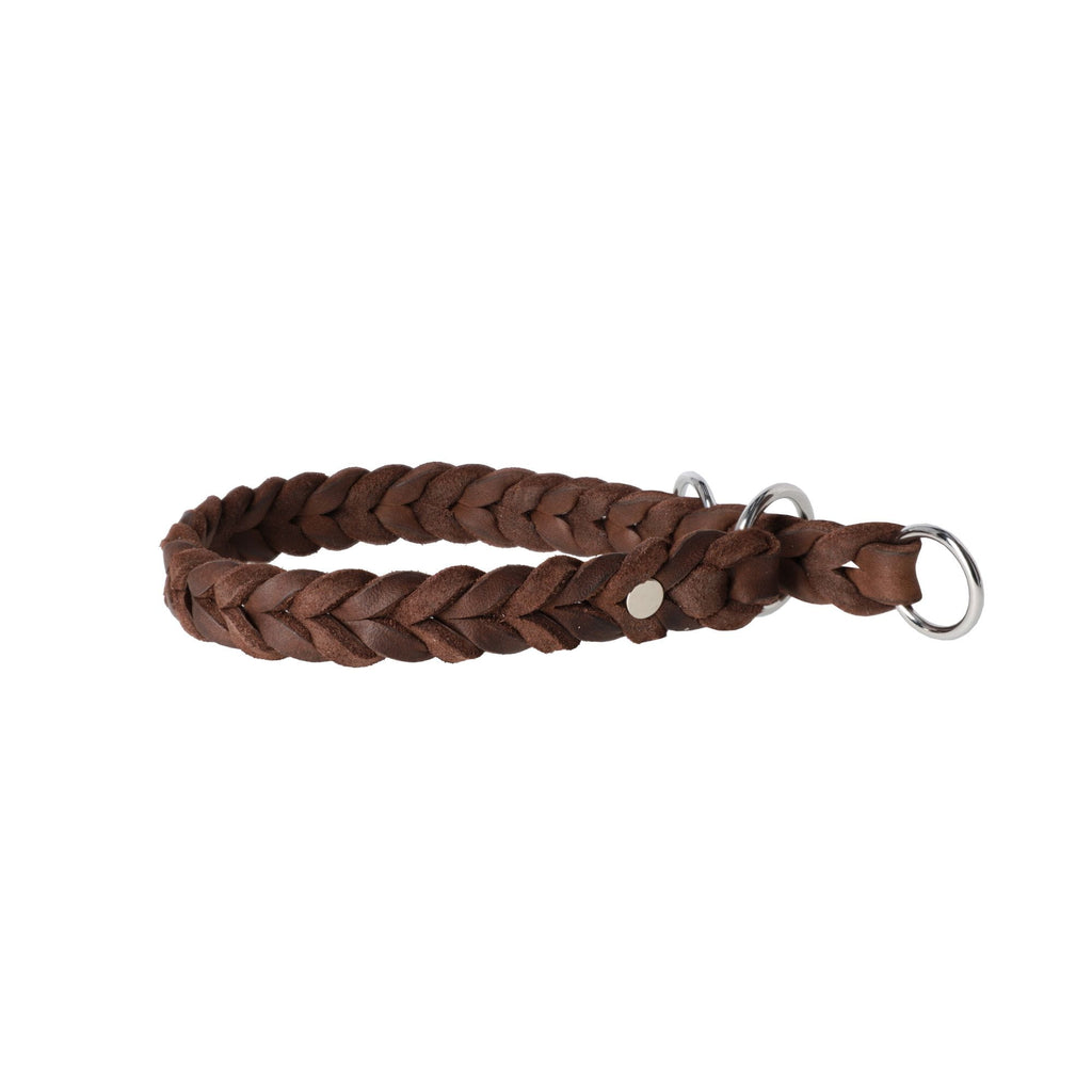 Zgardă premium din piele soft împletită, semi-strangulantă