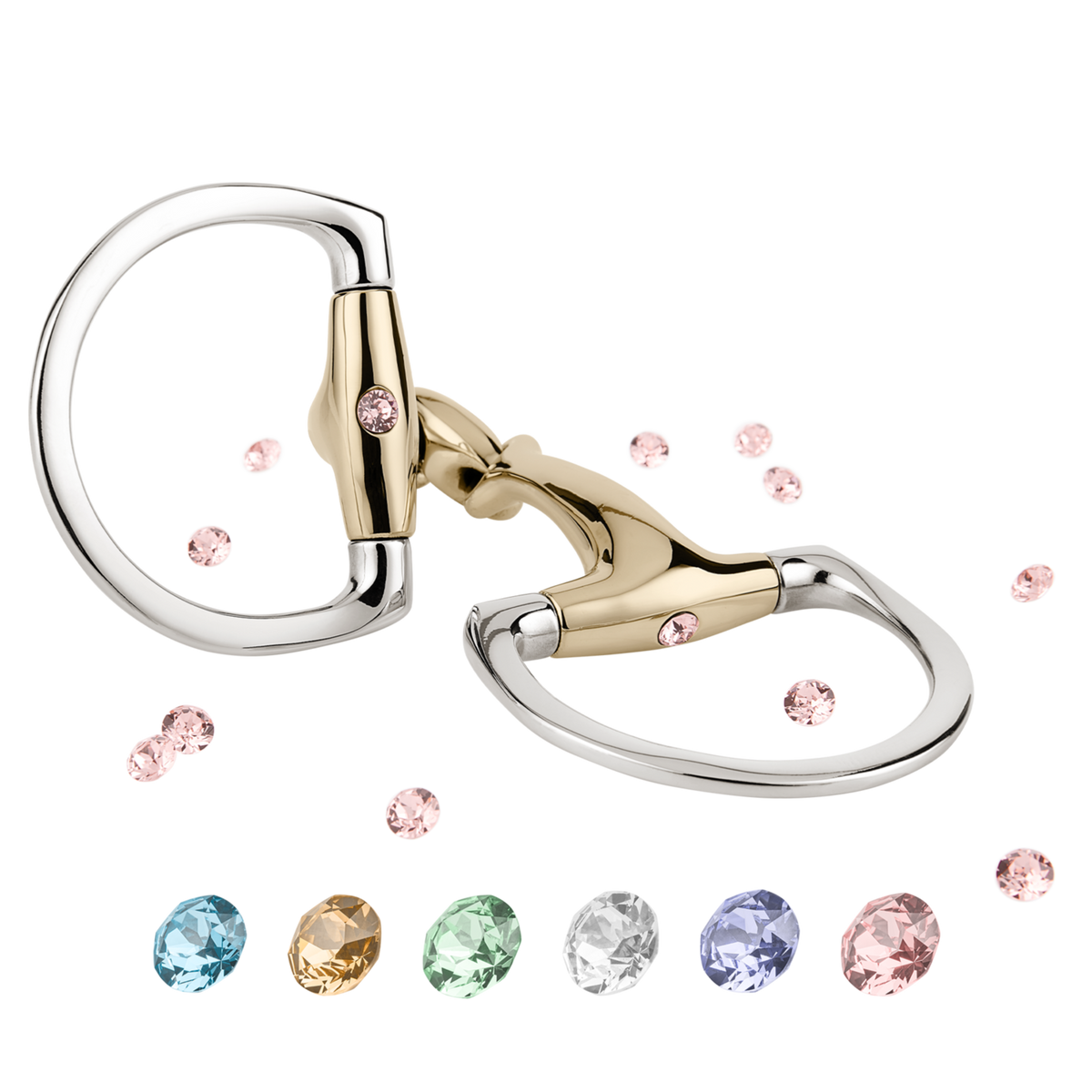 Zăbală Dynamic RS Shine Bright eggbutt cu inele în formă de D, cu două articulații, 16 mm