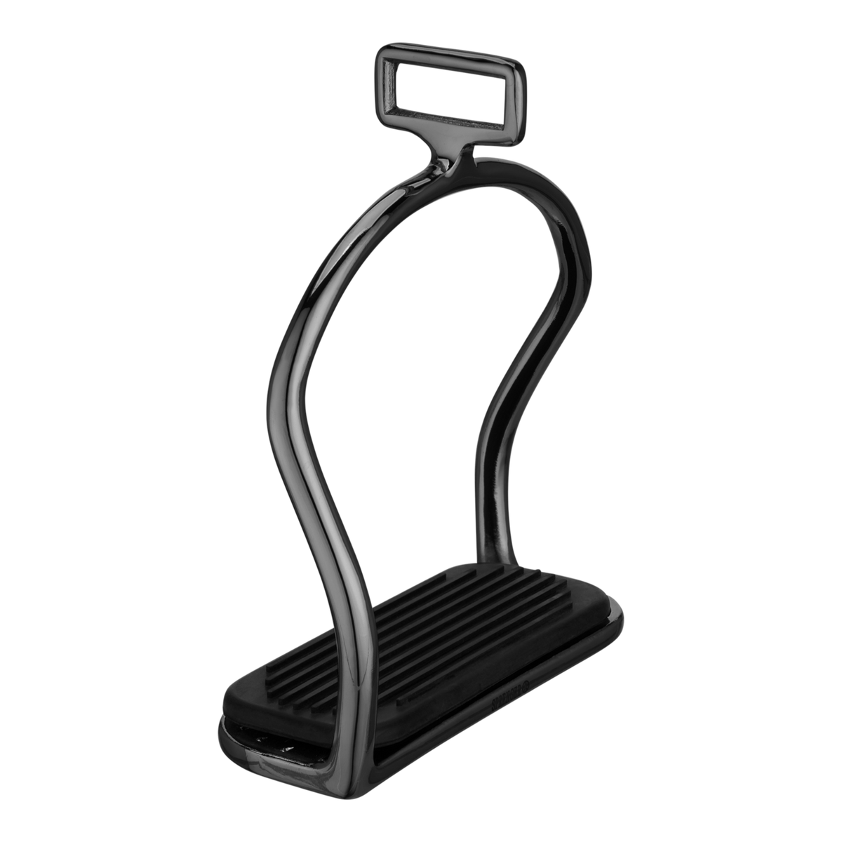 Scări de șa islandeze - oțel inoxidabil, antracit, mărime 120 mm, cu inserție neagră din cauciuc