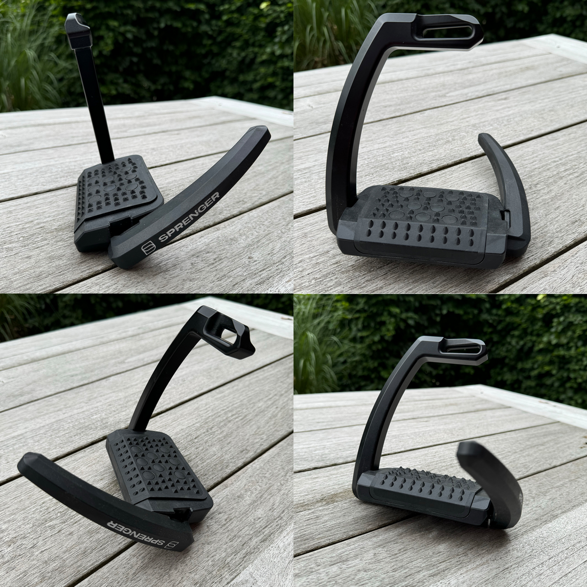Scări de șa Aero cu știfturi, eloxate negru - mărime 120 mm