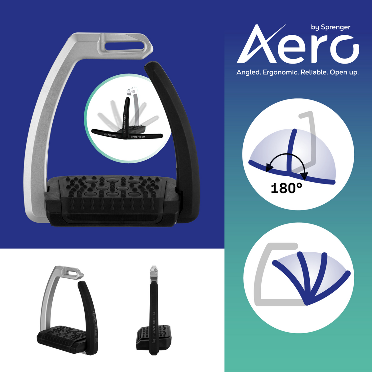 Scări de șa Aero, eloxate argintiu - mărime 120 mm