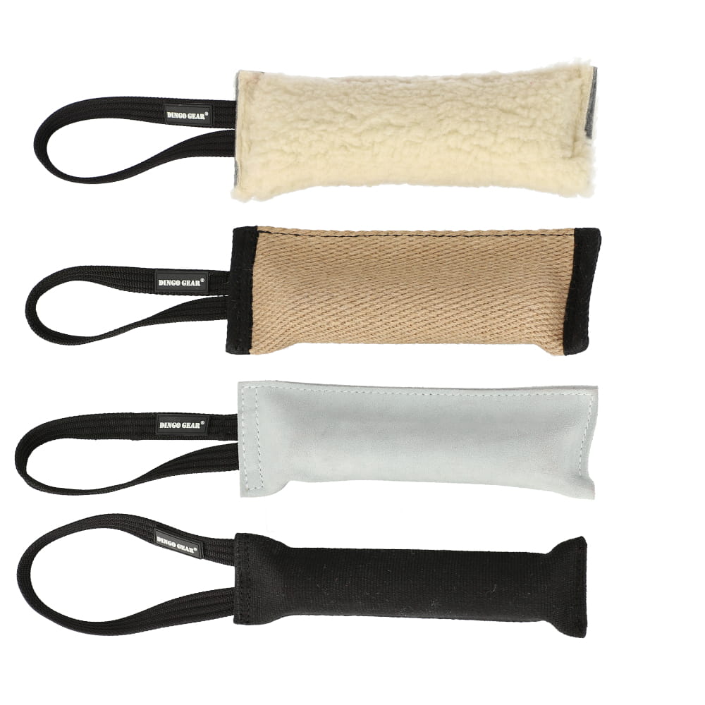 Dingo Gear – Jucărie tug din piele, cu mâner și sunet (squeaky)