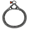 Zgardă Martingale cu două rânduri, zale șlefuite plate – Oțel inoxidabil negru, 2,0 mm