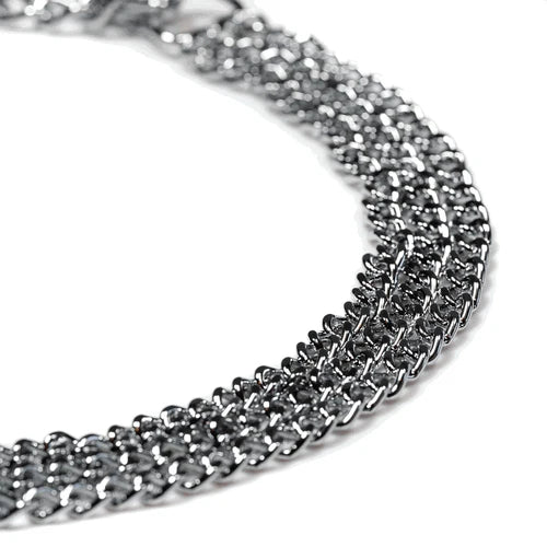 Háromsoros Martingale nyakörv, laposra csiszolt szemek – Krómozott acél, 2,0 mm