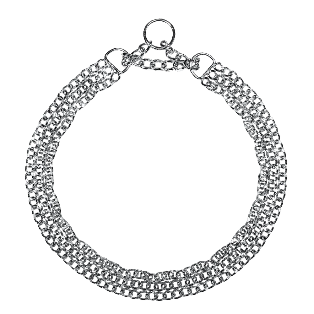 Háromsoros Martingale nyakörv, laposra csiszolt szemek – Krómozott acél, 2,0 mm