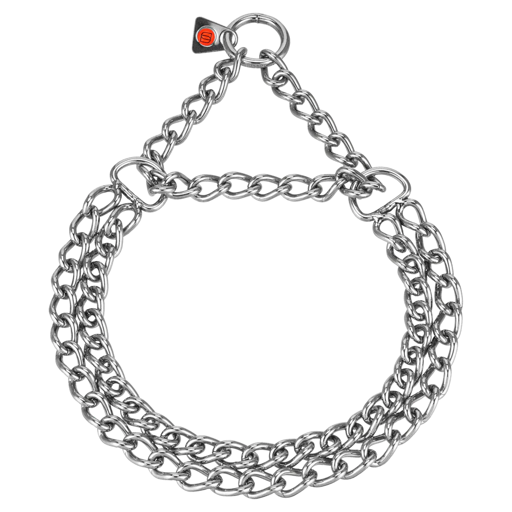 Zgardă Martingale cu două rânduri, zale șlefuite plate – Oțel inoxidabil, 3,0 mm