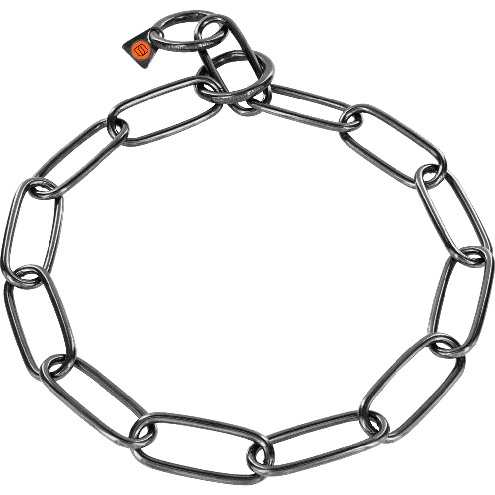 Guler cu verigi lungi – oțel inoxidabil negru, 4,0 mm