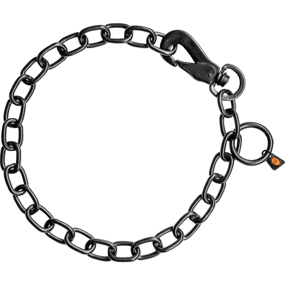 Zgardă reglabilă, rezistentă – cu cârlig SPRENGER, oțel inoxidabil negru, 4,0 mm