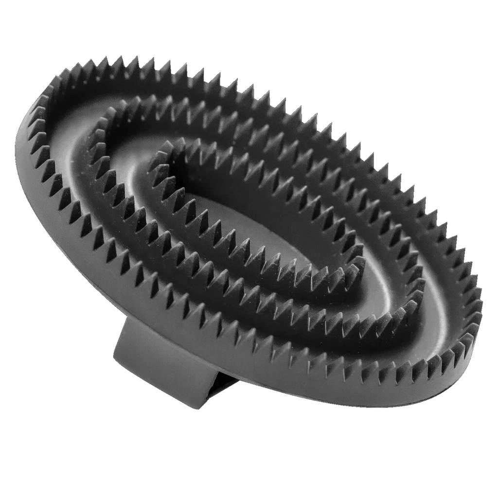 Curry fésű, ovális – gumi, fekete, 125 x 80 mm