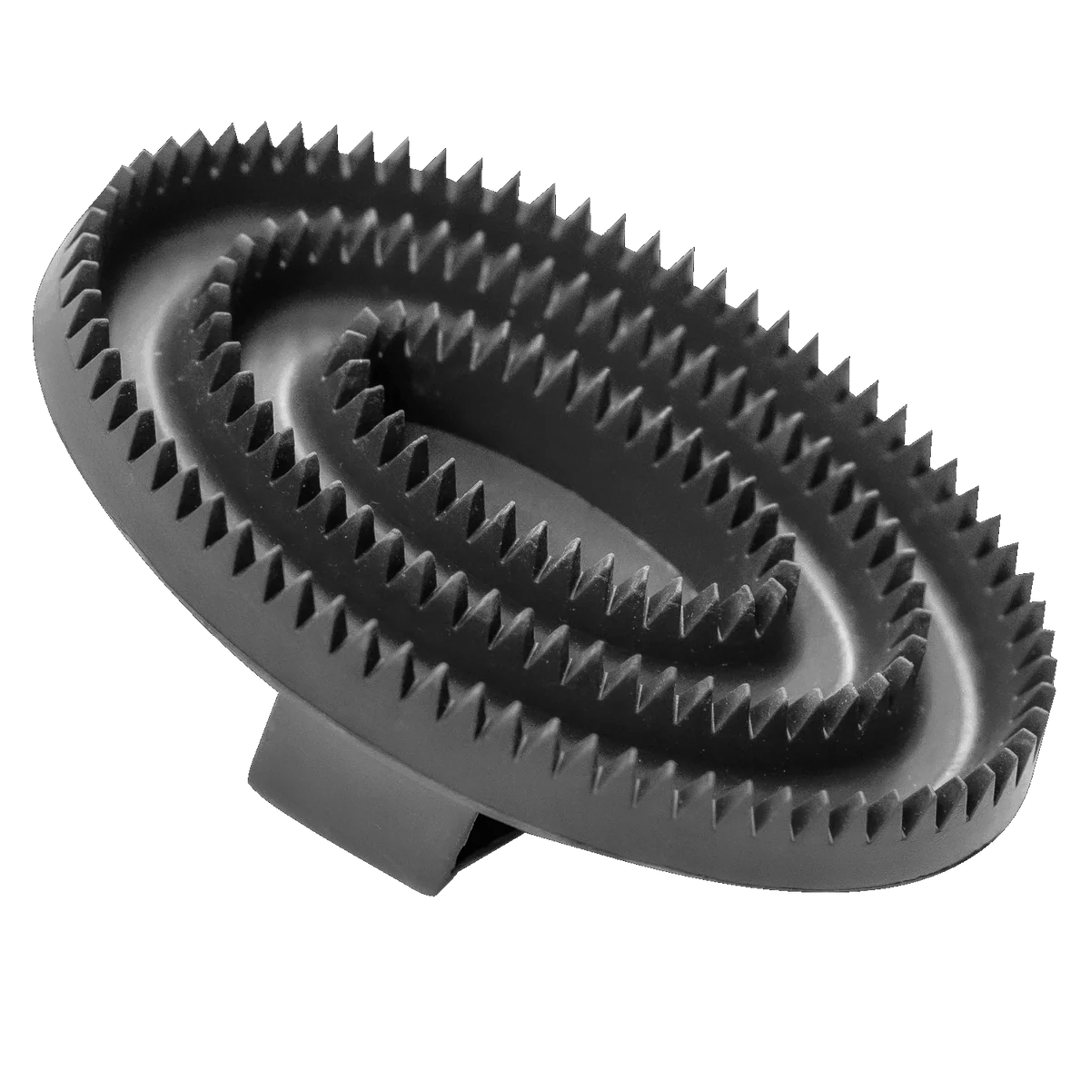 Ovális curry fésű – gumi, fekete, 125 x 80 mm