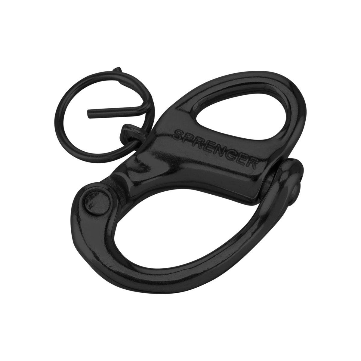 Cârlig rapid (snap shackle) Sprenger cu ochi fix din oțel inoxidabil negru, 52 mm
