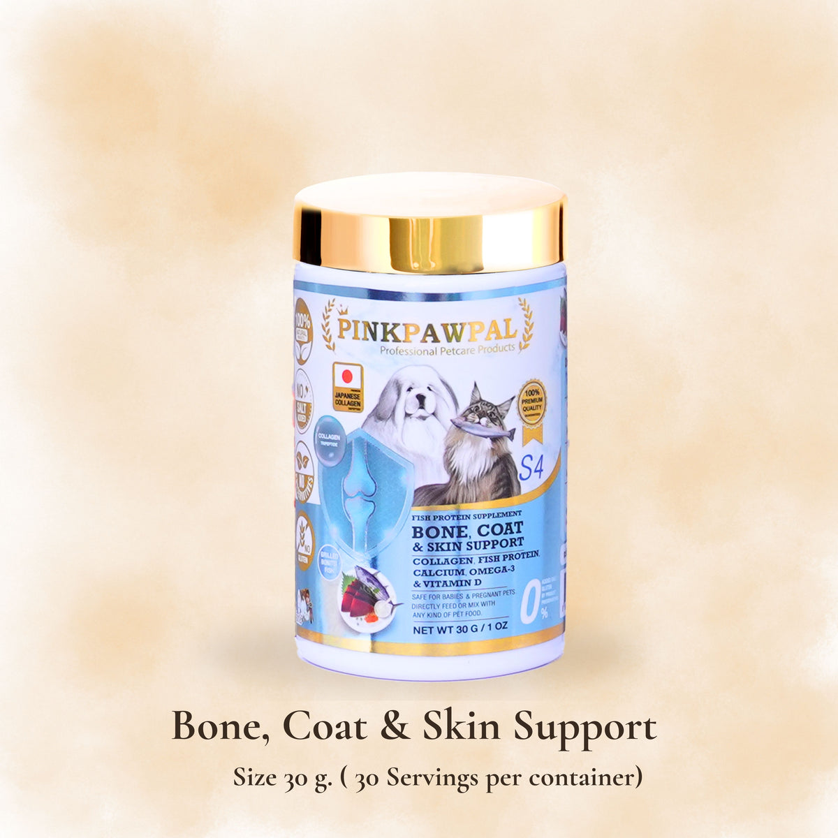 Bone Coat & Skin Support – Csontokat, szőrzetet és bőrt támogató táplálékkiegészítő macskák és kistestű kölyökkutyák számára