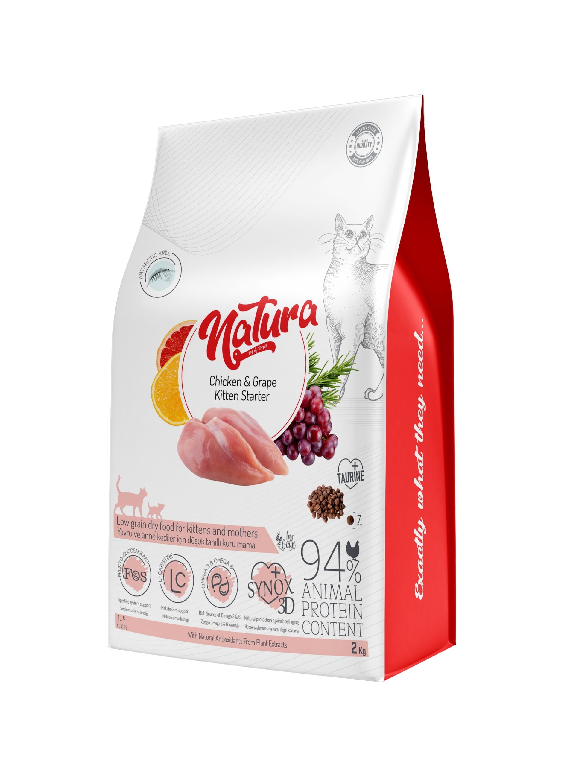 Hrana Uscata Pisicuțe Kitten Starter Natura Low Grain cu Pui și Struguri, 2 Kg