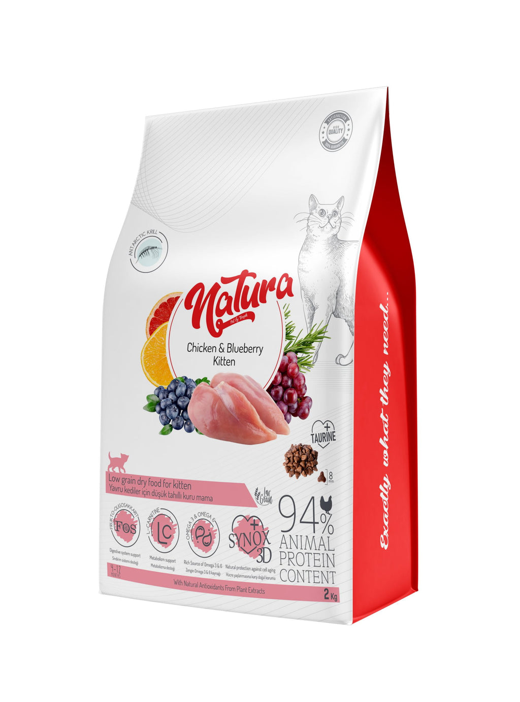 Natura Low Grain Száraz Macskaeledel, Kitten, Csirke és Áfonya