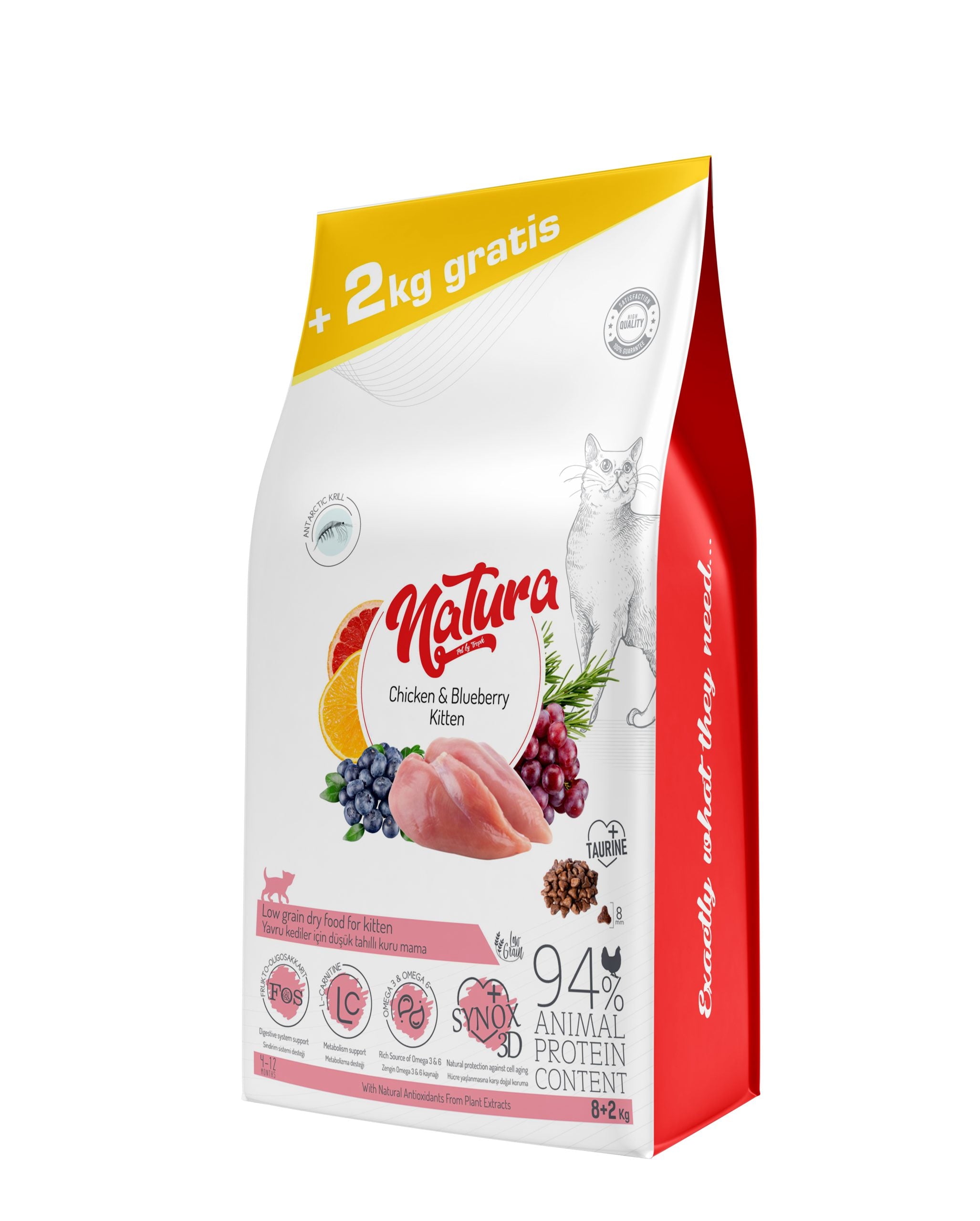 Hrana Uscata Pisica Natura Low Grain Pentru Pisicuțe Kitten cu Pui și Afine