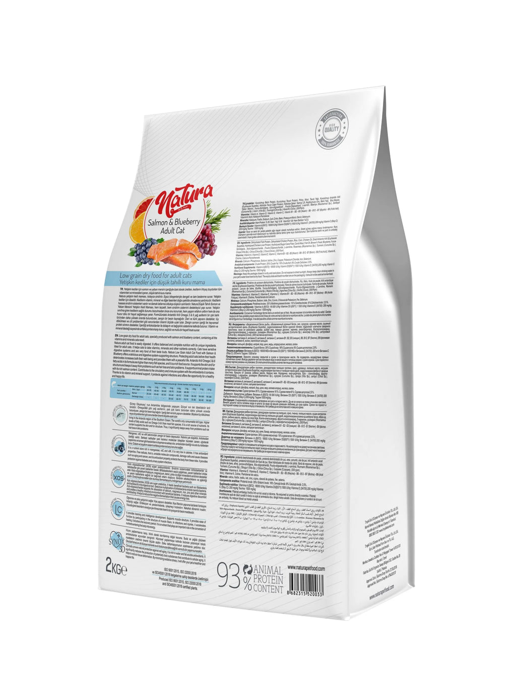Natura Low Grain Adult száraz macskaeledel lazaccal és áfonyával, 2 kg