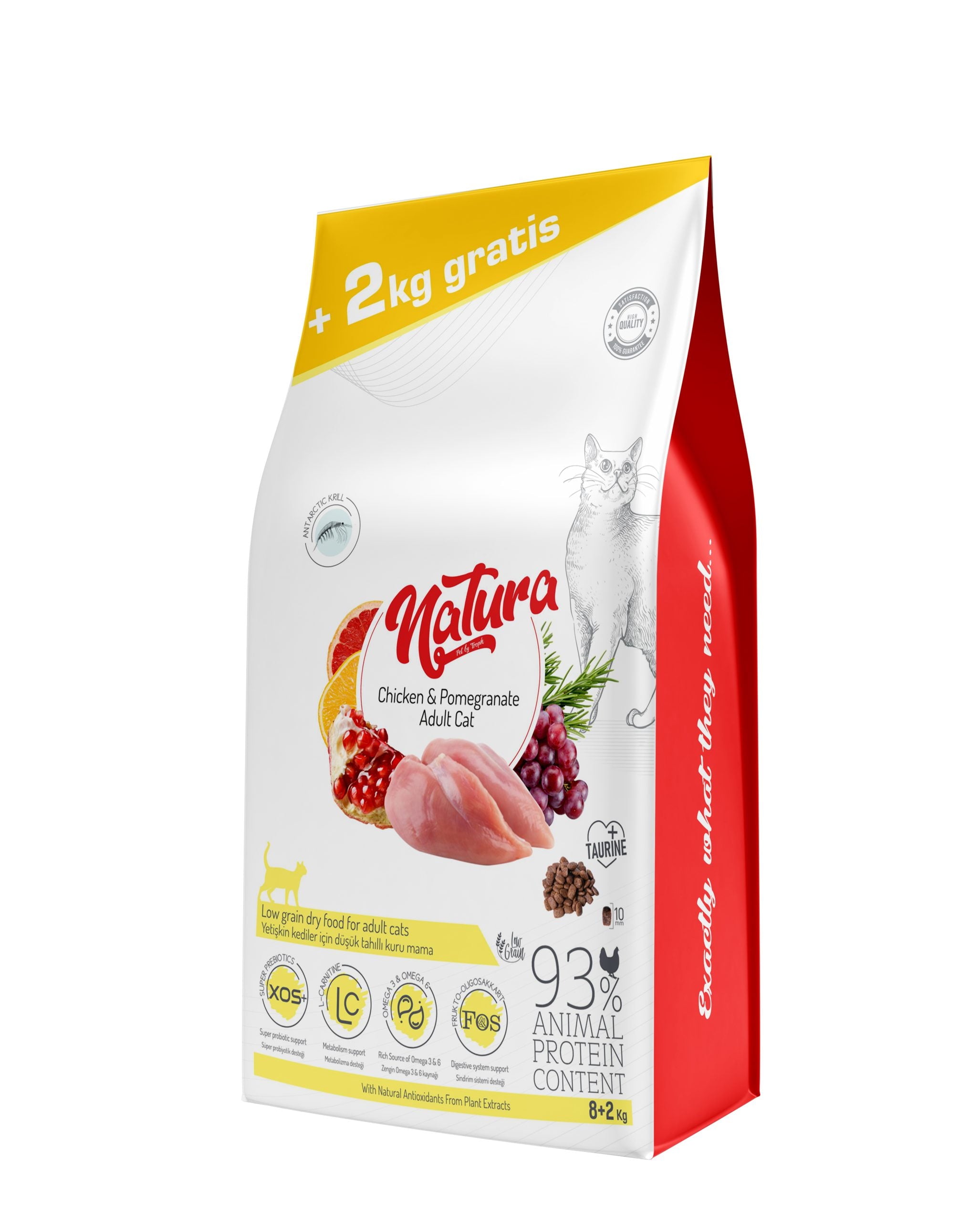 Hrana Uscata Pisica Natura Low Grain Adult cu Pui și Rodie