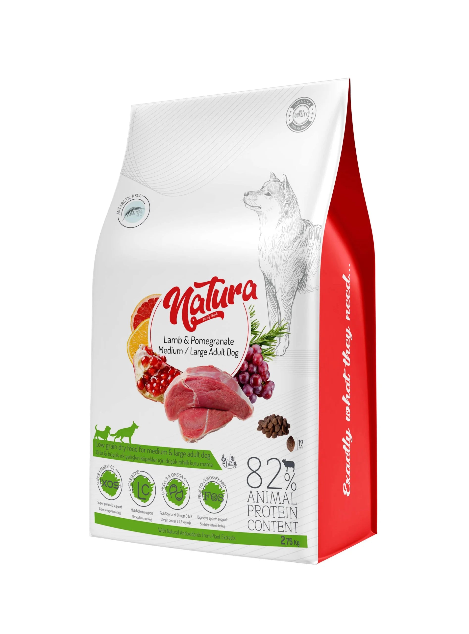 Natura Low Grain hrana uscata pentru caini adulti de talie medie si mare, cu miel și rodie-12 Kg
