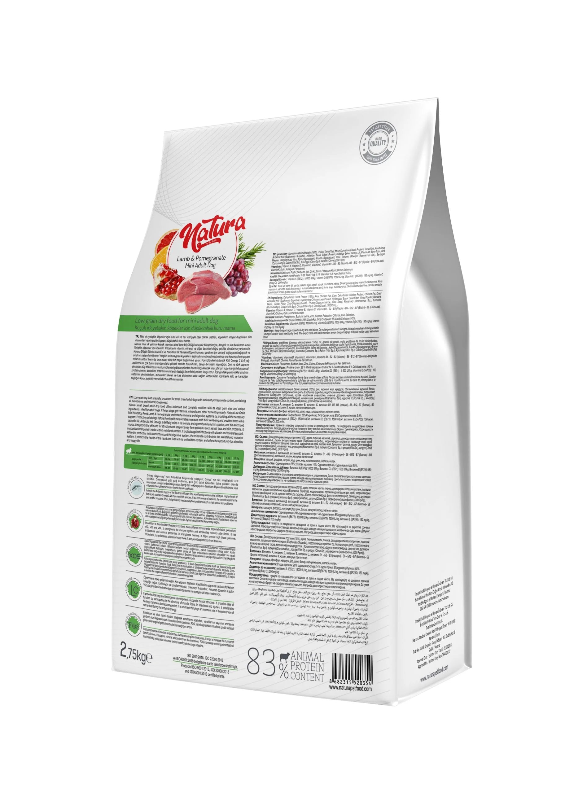 Natura Low Grain Mini Adult, (câine talie mică) cu Miel și Rodie -  2.75 Kg