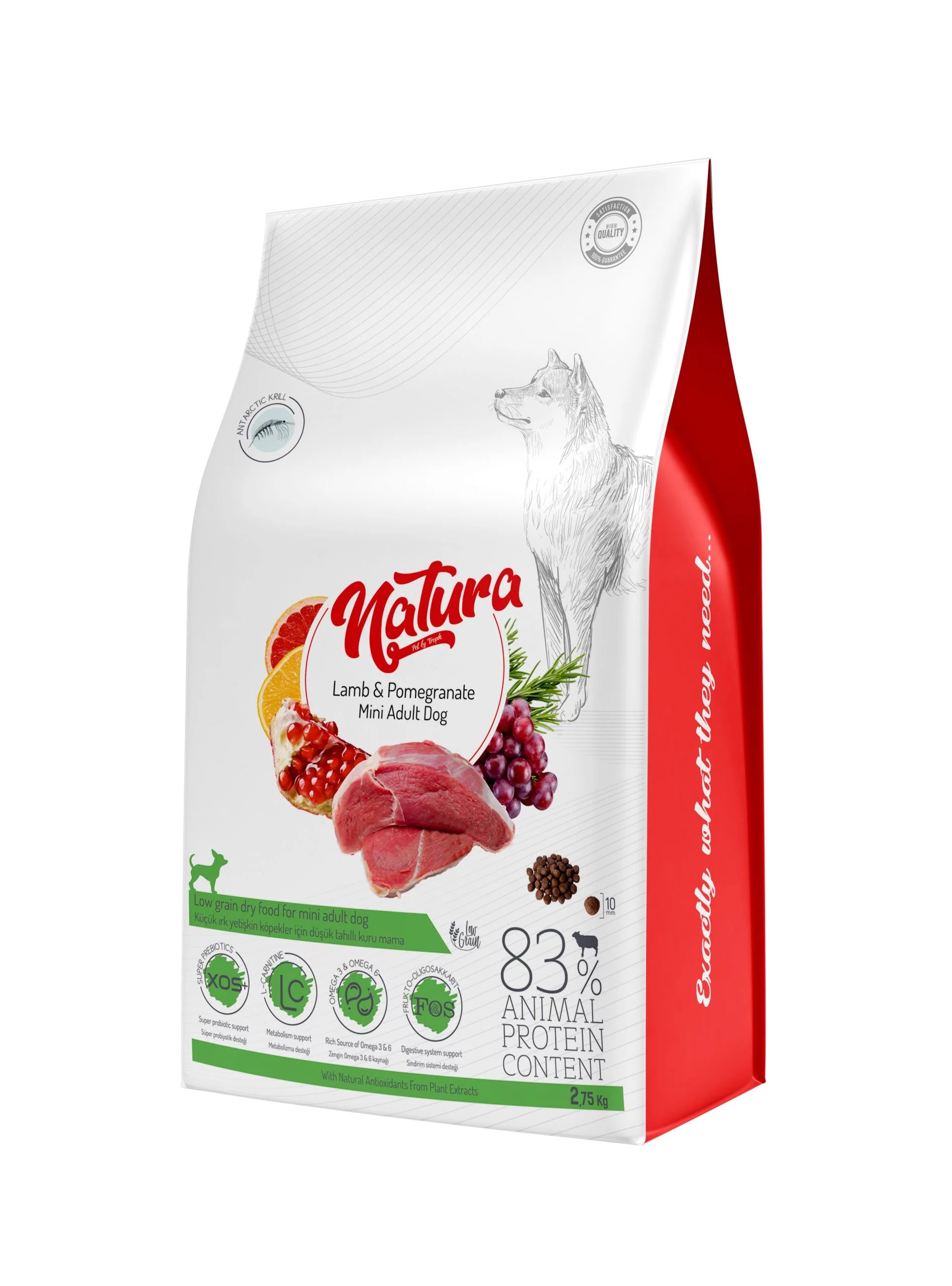 Natura Low Grain Mini Adult, (câine talie mică) cu Miel și Rodie -  2.75 Kg