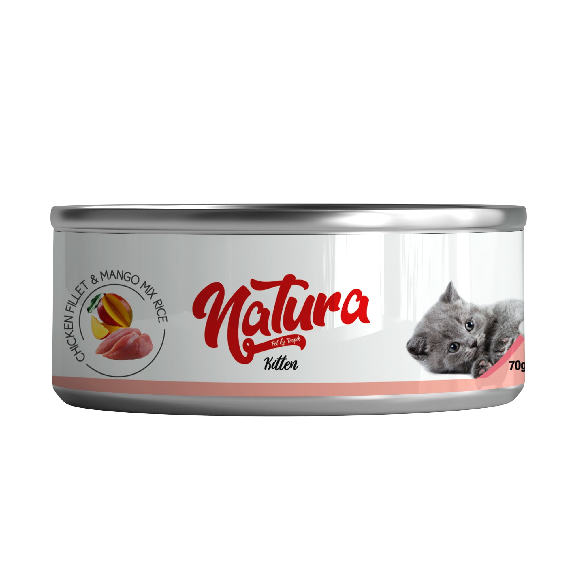 Conservă pentru pisici Natura file de Pui și Mango, în Jeleu 70 gr