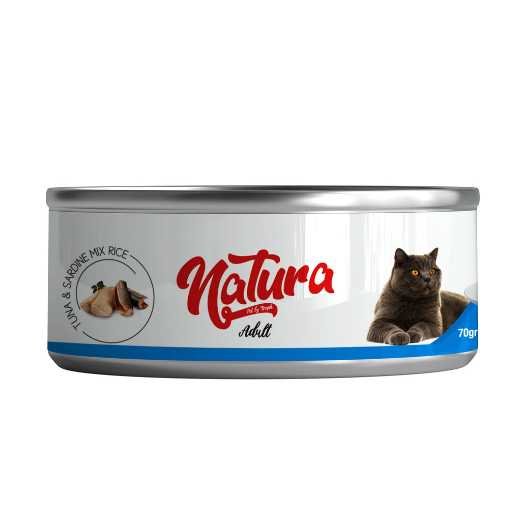 Conservă pentru pisici Natura amestec de Ton și Sardine, în sos 70 gr