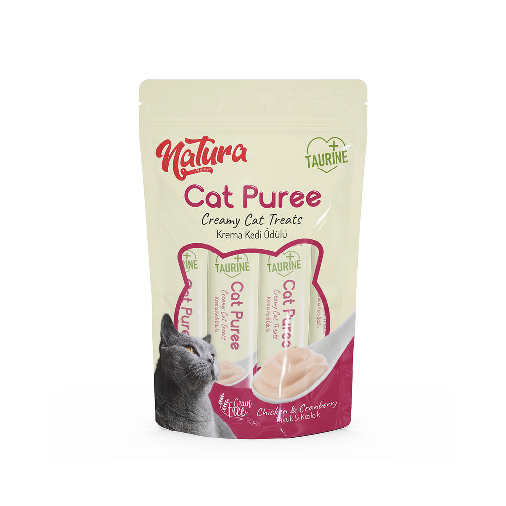 Natura Cat Püré csirke és vörösáfonya 5 × 12 g