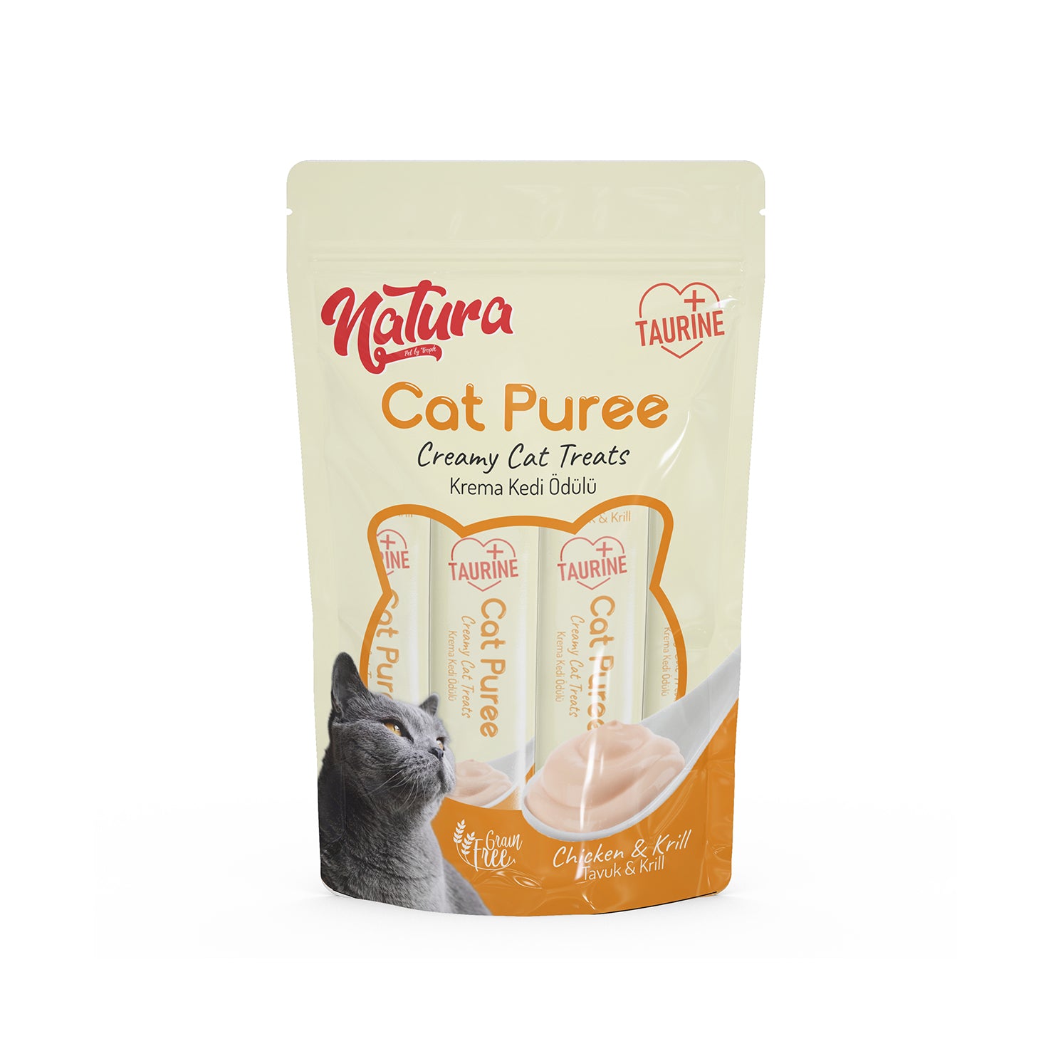 Natura Cat Piure cu pui și krill 5 × 12 g