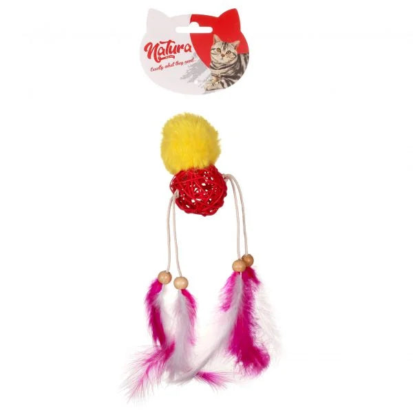 Jucarie pentru pisici – Natura Feathered Plush And Bamboo Ball Cat Toy PTC-007 (25 cm)