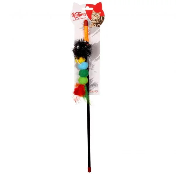 Jucărie pentru pisici – Natura Plush Worm Cat Toy Rod PTC-021 (45 cm)