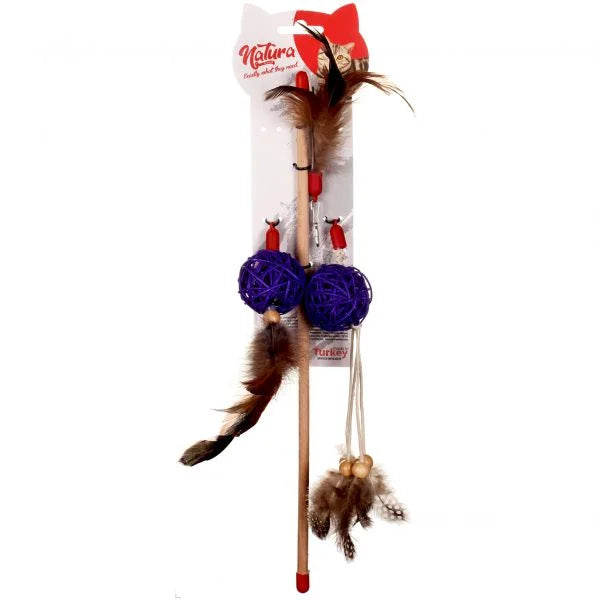 Jucărie pentru pisici – Natura Three Kind Of Natural Cat Toy Rod PTC-028 (40 cm)