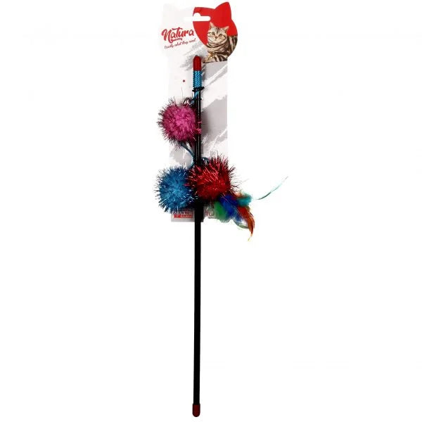 Jucărie pentru pisici – Natura Triple Shiny Ball Cat Toy Rod PTC-034 (45 cm)