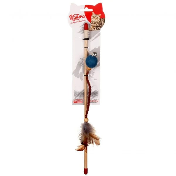 Macskajáték – Natura labda bőr rojtos macskajátékrúd PTC-036 (40 cm)
