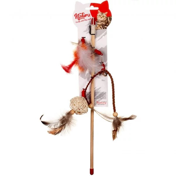 Jucărie pentru pisici – Natura Three Kind Of Natural Cat Toy Rod PTC-038 (40 cm)