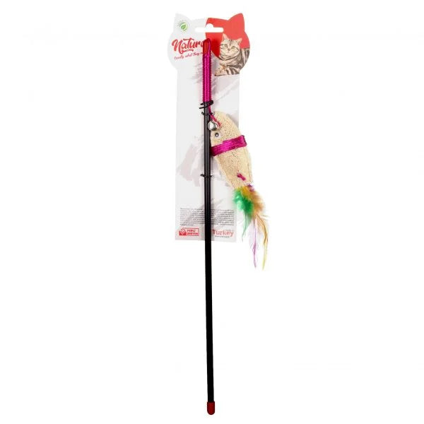 Játék macskáknak – Natura természetes szivacs halas macskajáték bot PTC-052 (45 cm)