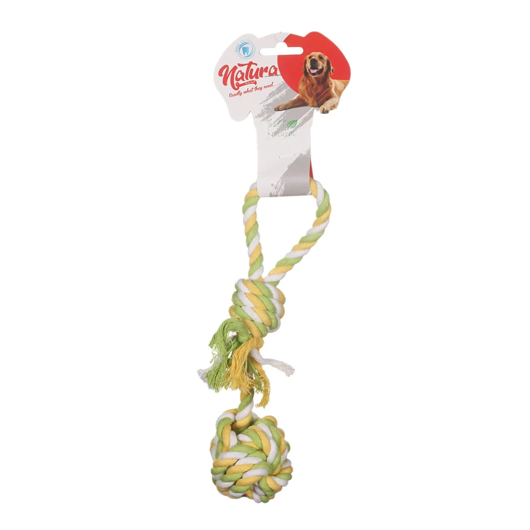 Jucărie pentru câini – Natura Ball With Handle Dog Rope Toy PTH-014 (26 cm)