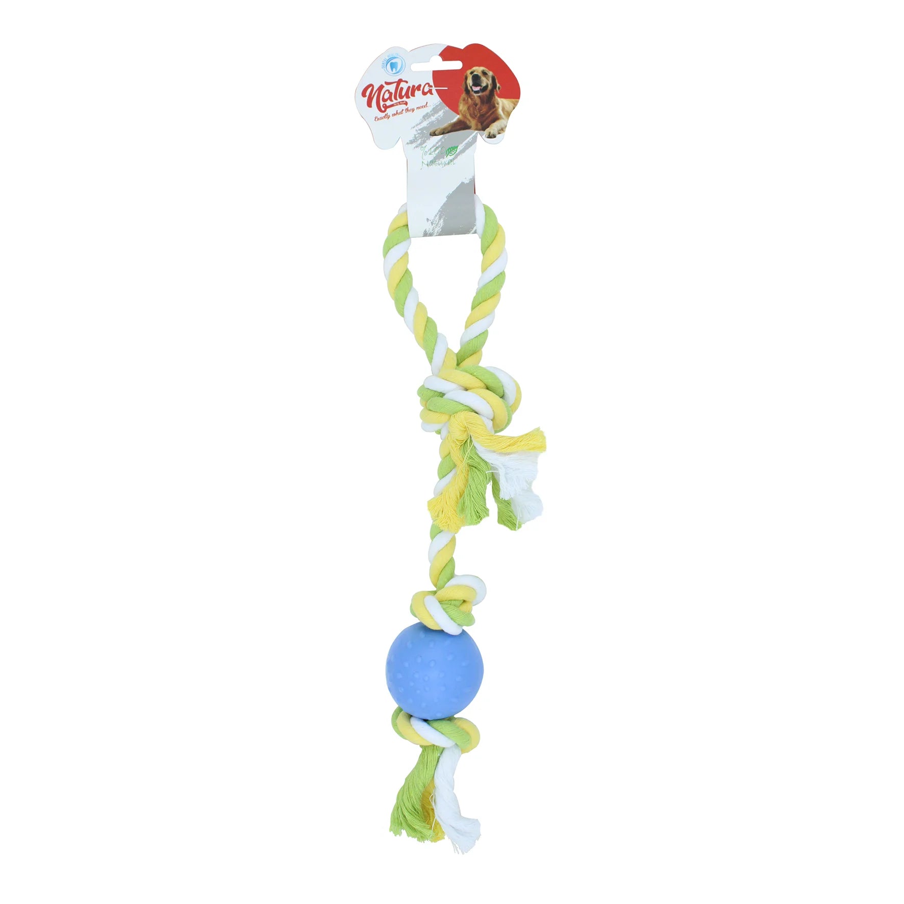 Kutya játék – Natura Pull Rope Dog Toy With Plastic Ball PTH-039 (42 cm)