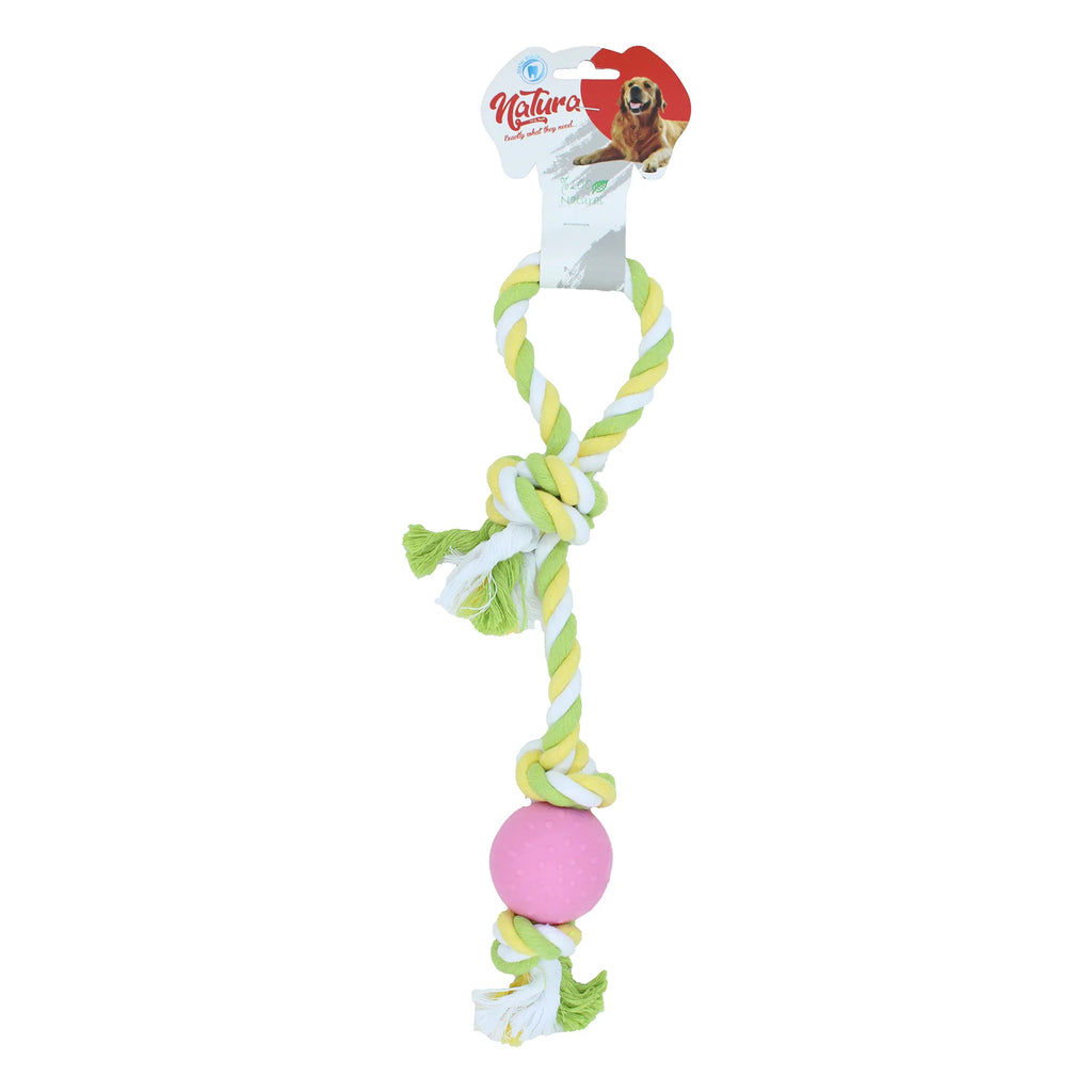 Kutya játék – Natura Pull Rope Dog Toy With Plastic Ball PTH-039 (42 cm)