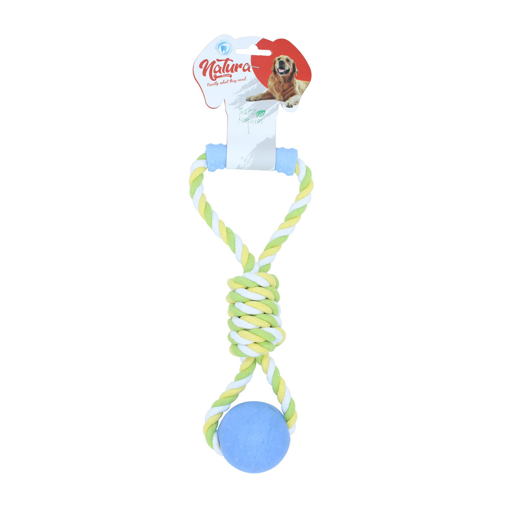 Kutya játék – Natura Pull Rope Dog Toy With Plastic Ball And Handle PTH-046 (31 cm)