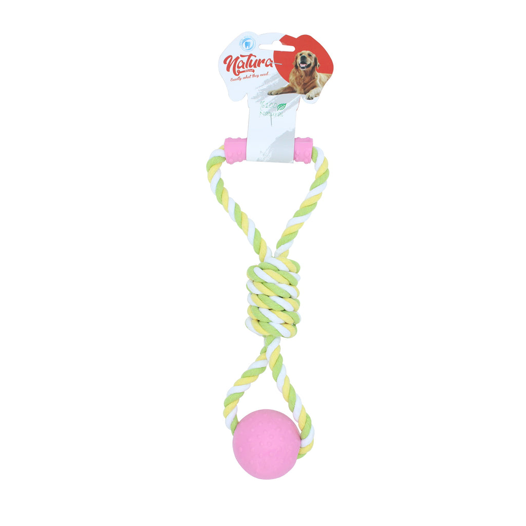 Kutya játék – Natura Pull Rope Dog Toy With Plastic Ball And Handle PTH-046 (31 cm)