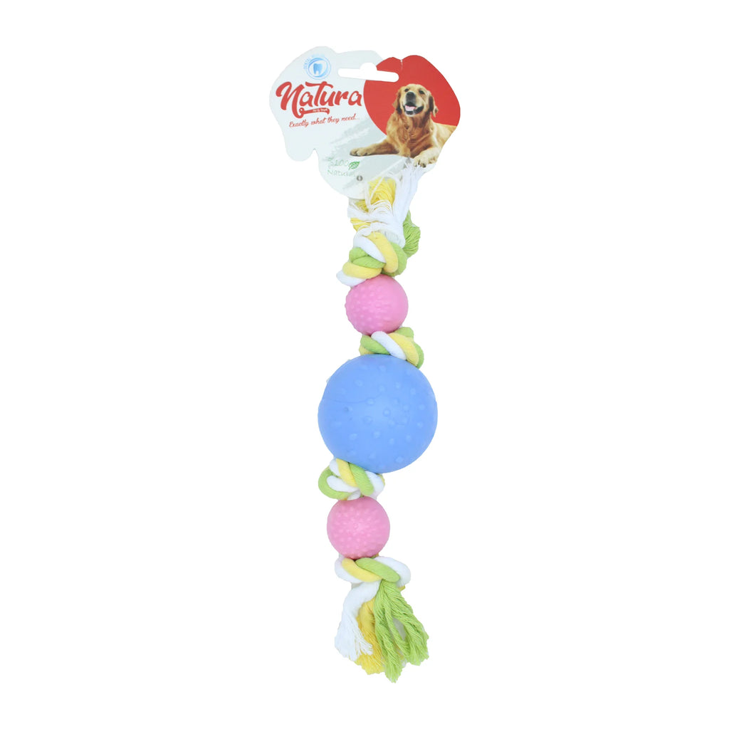 Kutyajáték – Natura Dog Rope Toy With Three Plastıc Ball PTH-047 (27 cm)