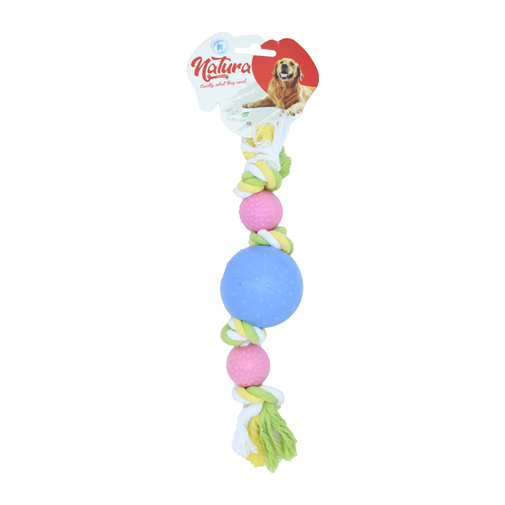 Kutyajáték – Natura Dog Rope Toy With Three Plastıc Ball PTH-047 (27 cm)