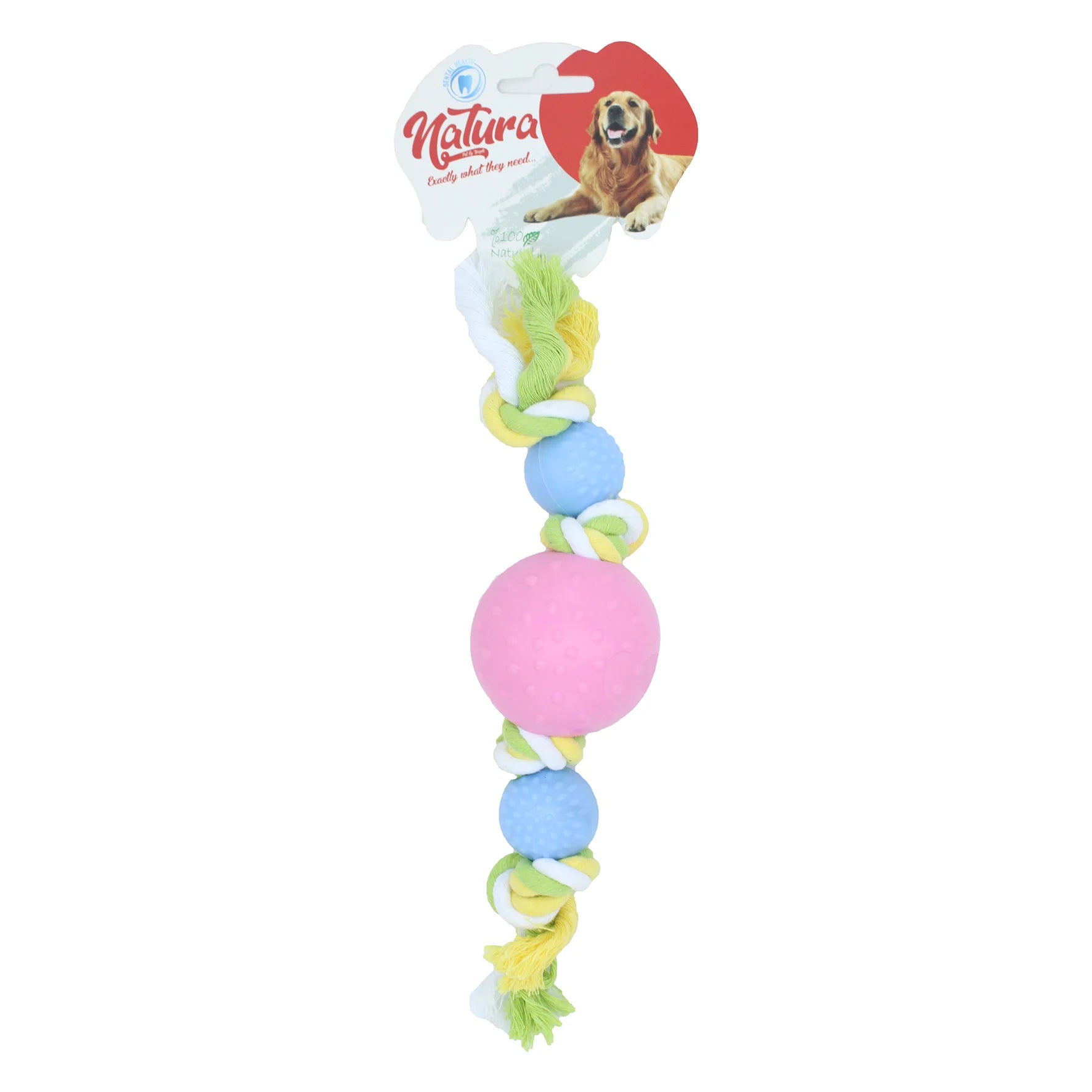 Kutyajáték – Natura Dog Rope Toy With Three Plastıc Ball PTH-047 (27 cm)