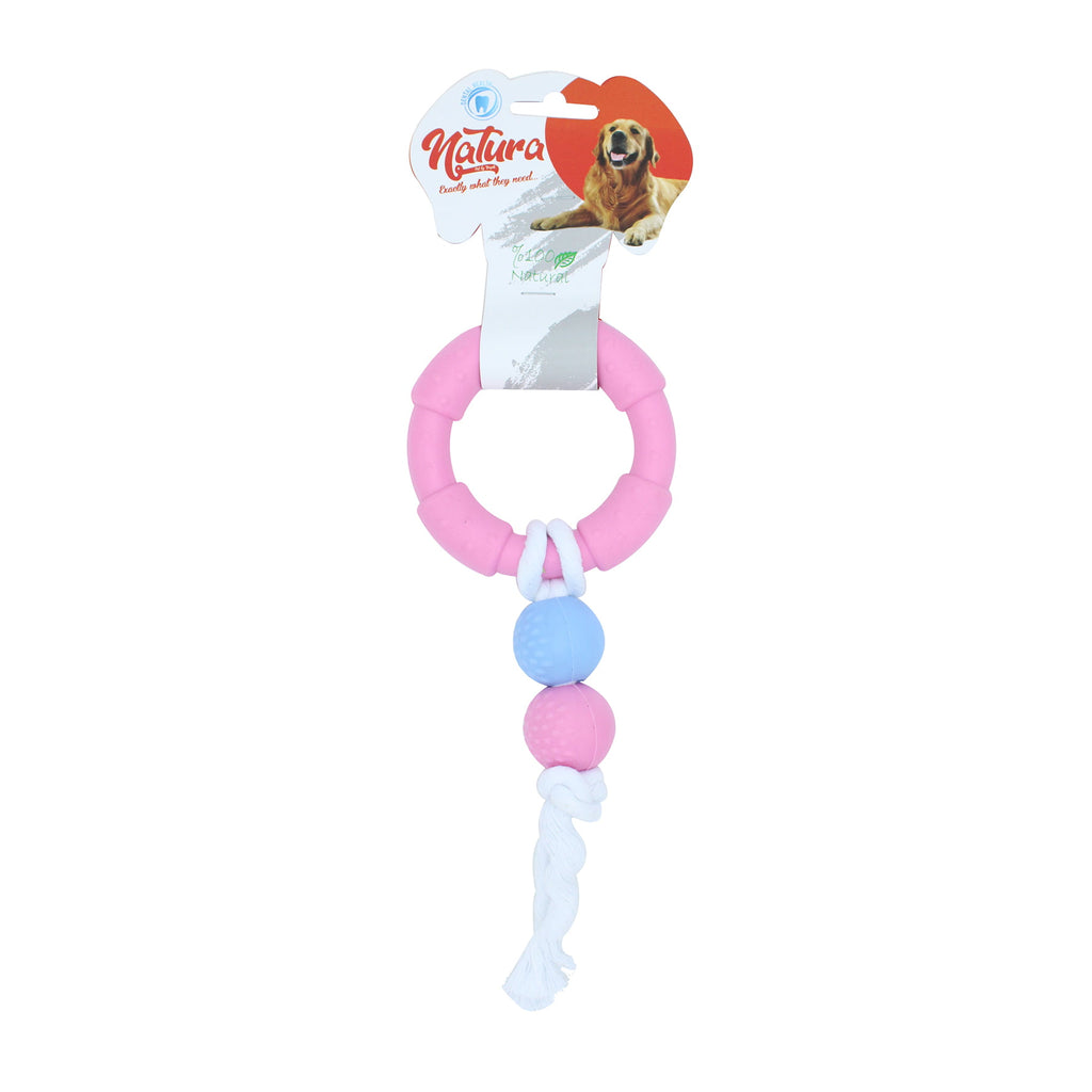 Jucărie pentru câini – Natura Rope Dog Toy With Plastic Ball And Ring PTH-048 (27cm)