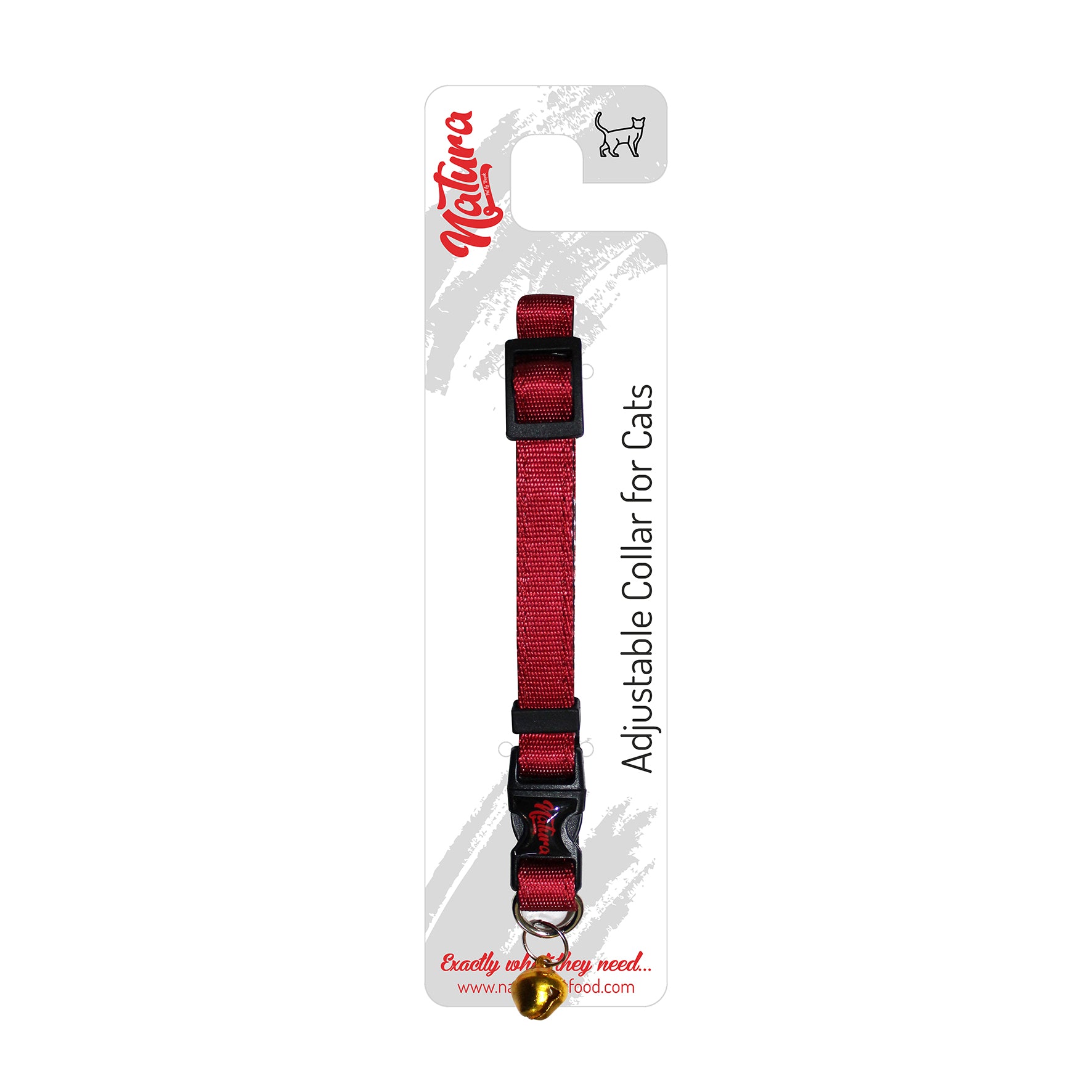 Zgardă NATURA pentru pisici adulte, roșie, 20–30 cm, cu sistem de siguranță anti-strangulare
