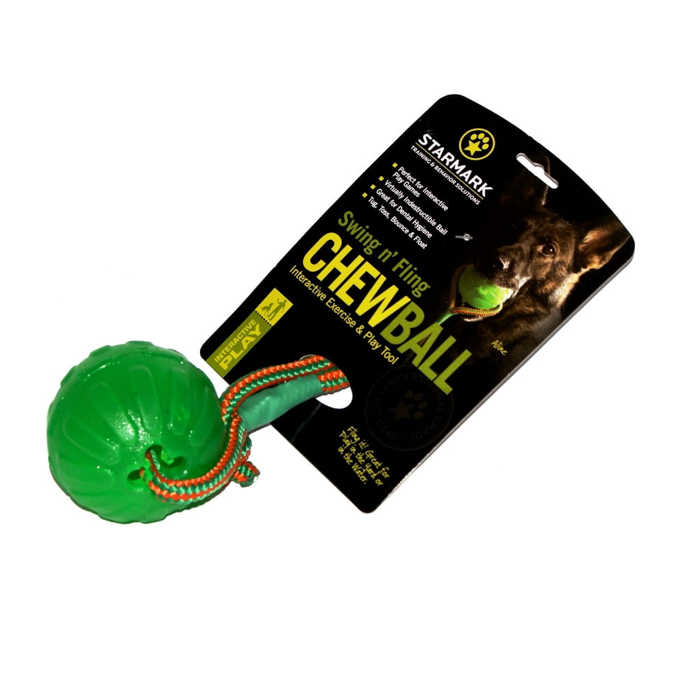 Starmark Extra Durable Ball with Rope 10 cm
